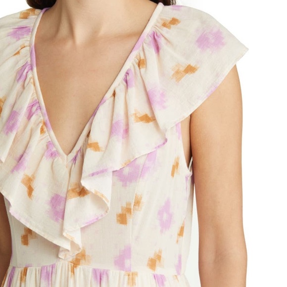 NWT✨XÍRENA Abstract Print Tiered Cotton Dress LILAC IKAT Sz Medium - Picture 6 of 17